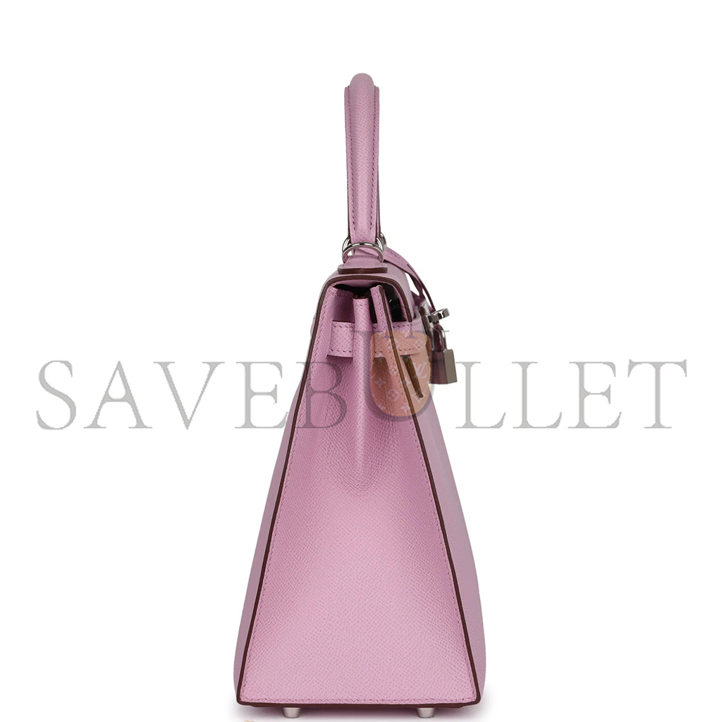 HERMÈS MASTER KELLY SELLIER 25 MAUVE SYLVESTRE EPSOM PALLADIUM HARDWARE (25*17*7cm)